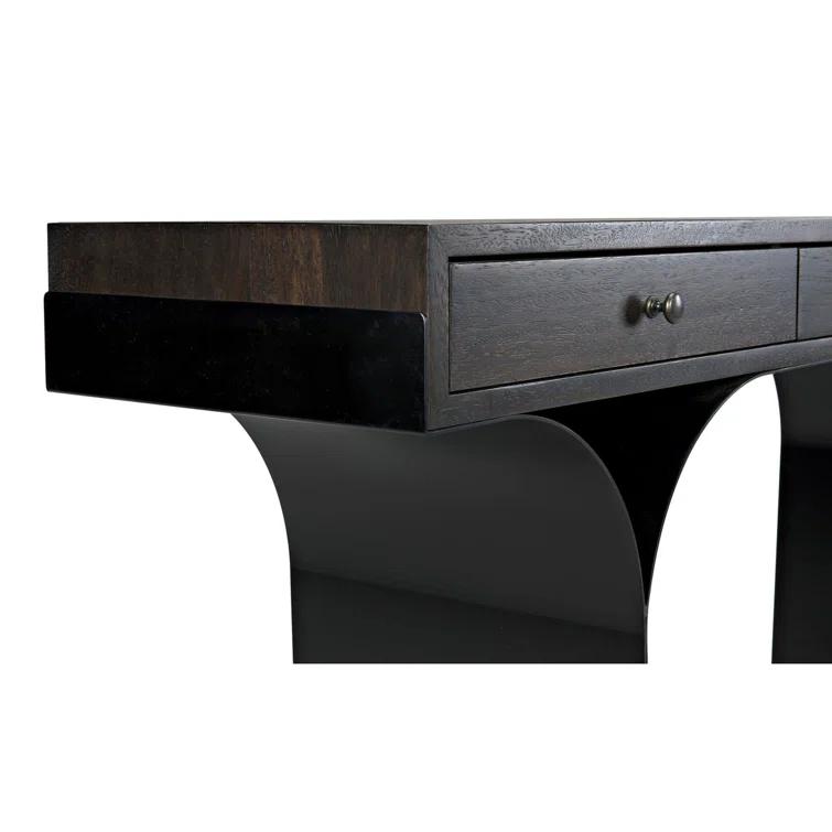 Truss Solid Wood Top Metal Base Writing Desk