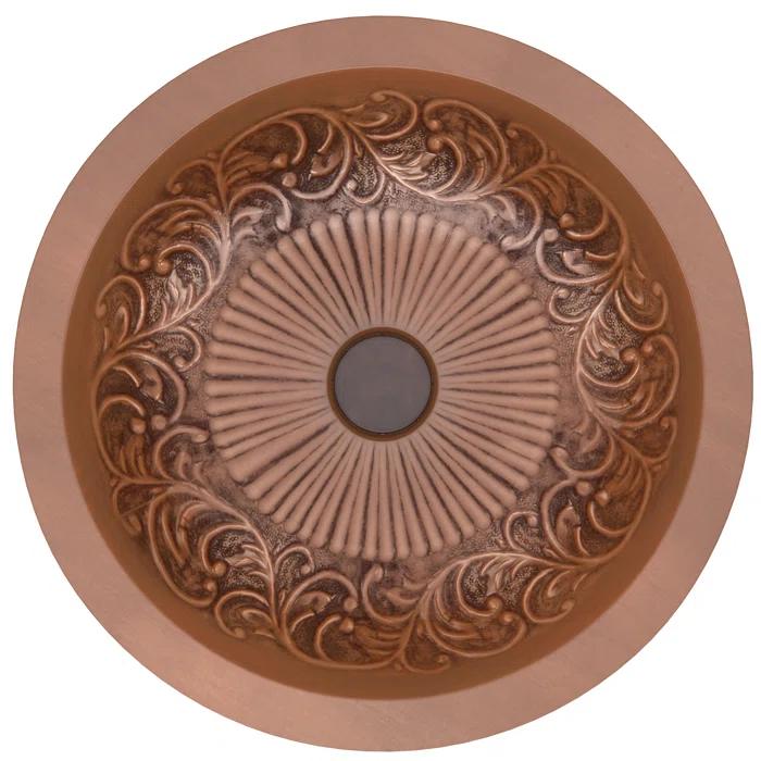 ANZZI Admiral 17'' Polished Antique Copper Copper Circular Bathroom Sink
