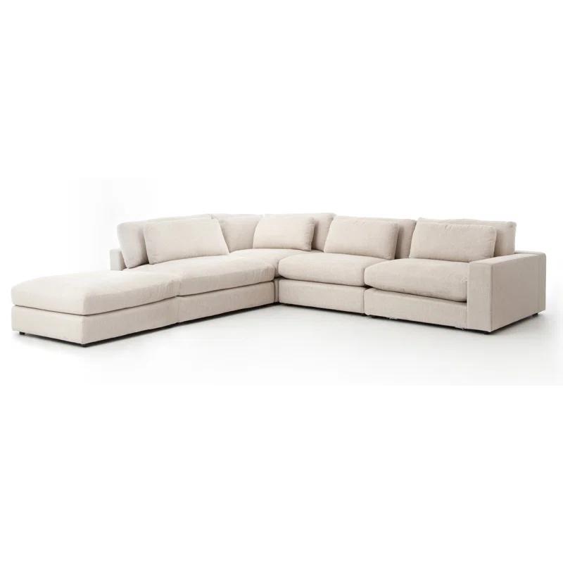 Cresswell Corner Sectional Sofa - Off White / 4-Piece / Right-Facing with Ottoman