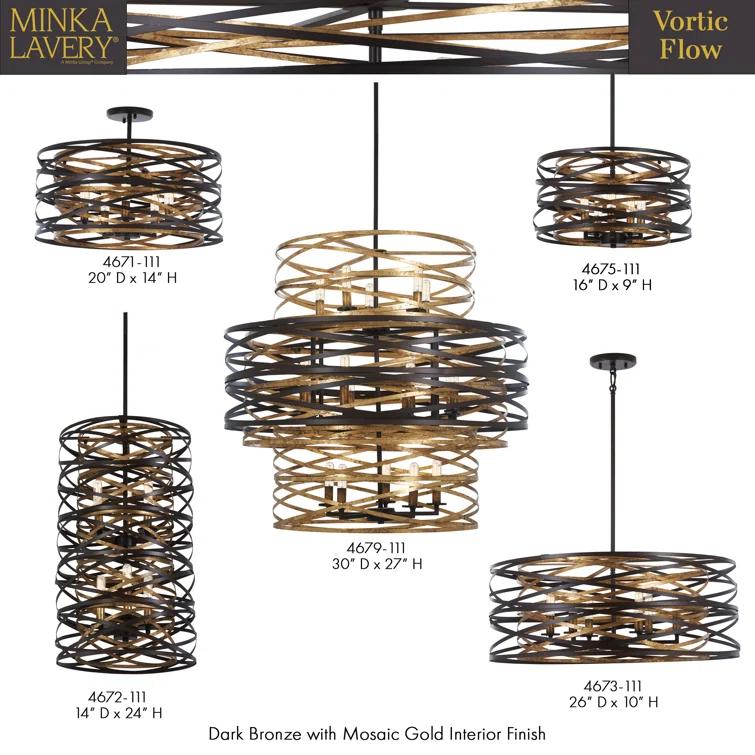 Minka Lavery Dark Bronze Mosaic Gold Chandelier 26" Wide Modern 6-Light Fixture for Dining Room House Foyer Kitchen Entryway Home