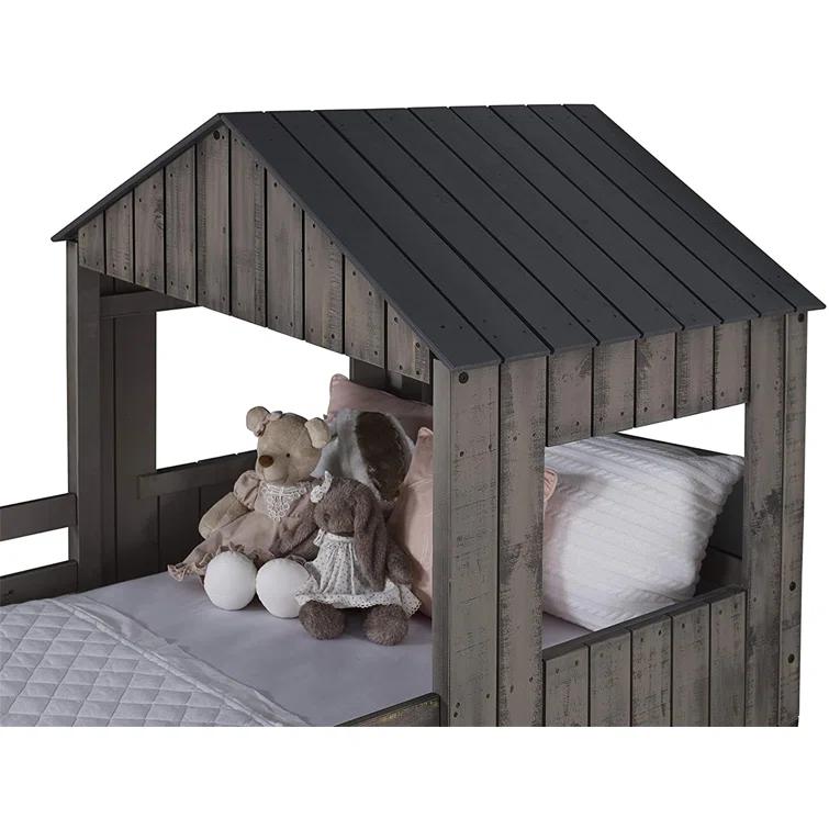 DONCO Twin over Full Campsite Loft BUNKBED Rustic Dirty Grey