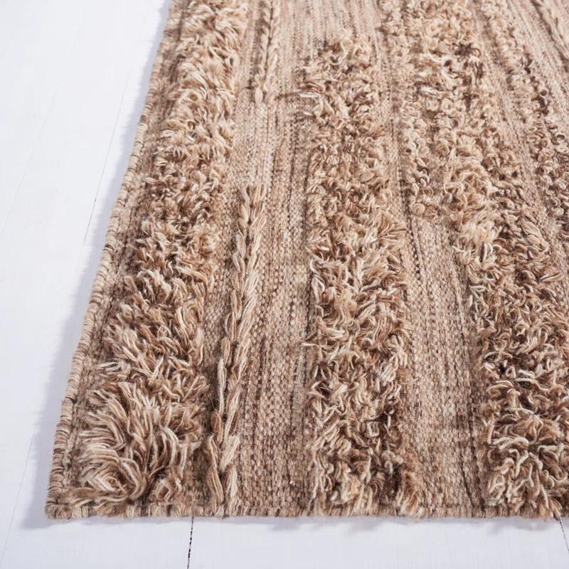 Hartzler Hand-Woven Flatweave Wool/Cotton Brown/Beige Area Rug