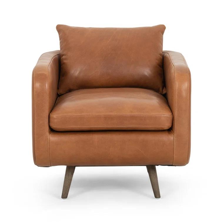 Rounded Back Leather Swivel Chair