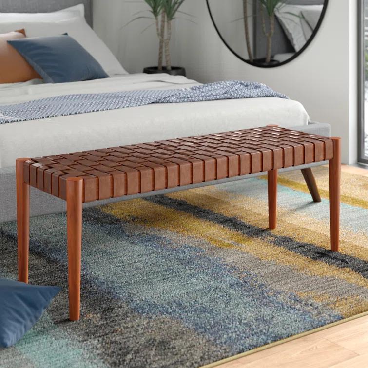 Orin 47" Woven Leather Bench