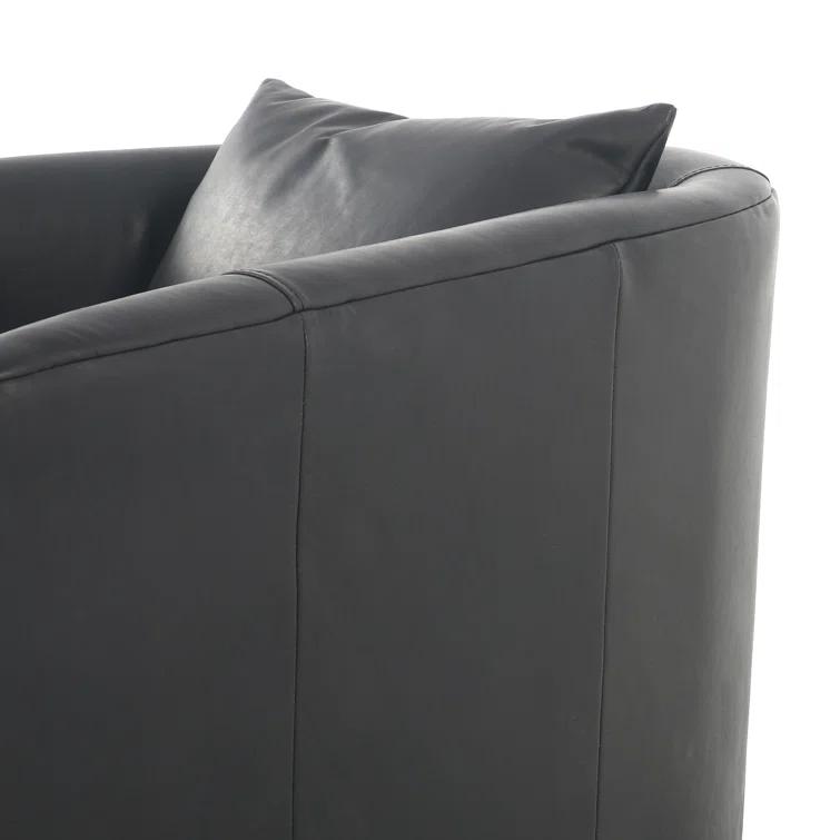 Paralimni Genuine Leather Swivel Armchair