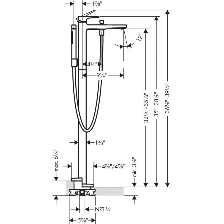 Metropol Freestanding Tub Filler Trim with Lever Handle and 1.75 GPM Handshower Trim Set Only