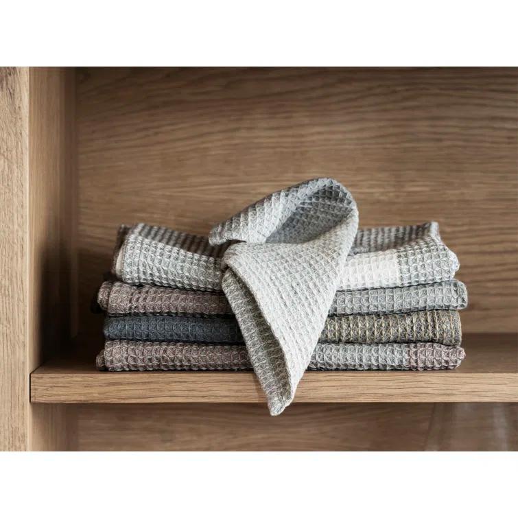 Indian Tan and Tradewinds Cotton Waffle Tea Towel Set