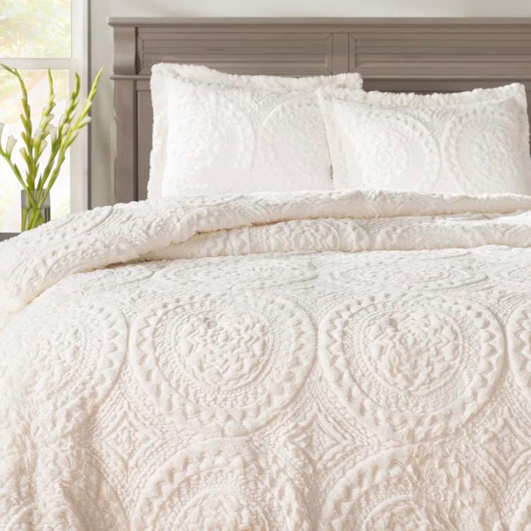 Arya Embroidered Medallion Faux Fur Ultra Plush Comforter Set