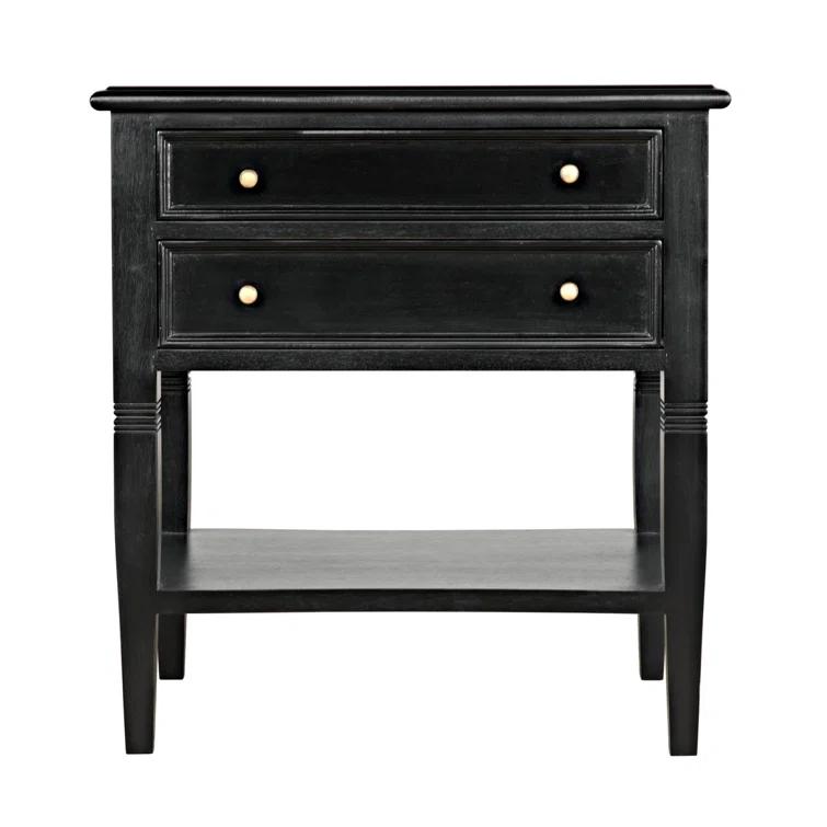 Luna 2 Drawer Nightstand - Hand Rubbed Black