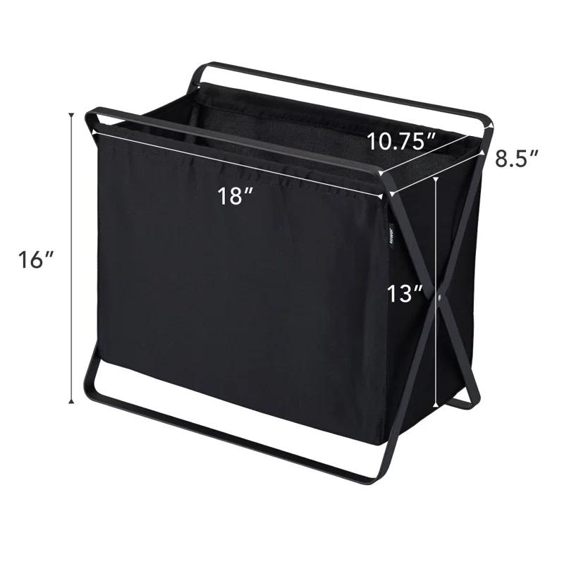 Yamazaki Home Laundry Basket - Foldable Storage Hamper Organizer, Steel, 10.9 gallons, Handles