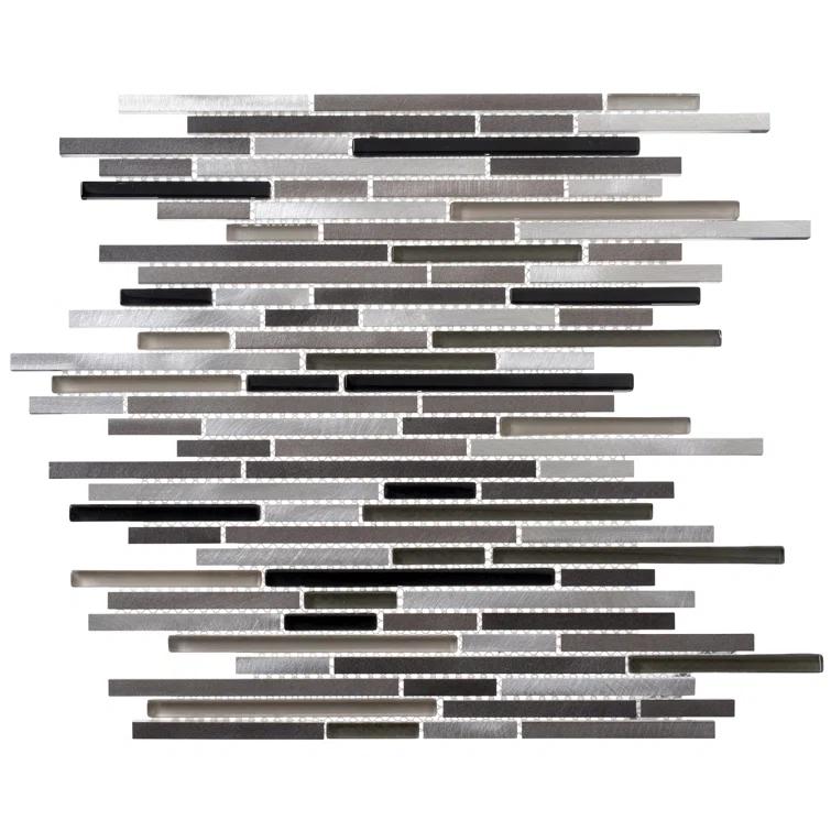 Klein- Bache Aluminum & Glass Random Brick Mosaic Kitchen Backsplash, Bathroom, Shower, Wall and Floor Tile