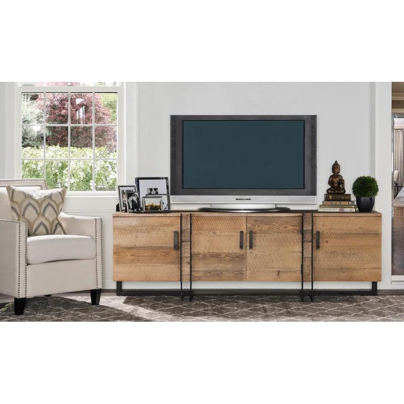 Martine Reclaimed Pine and Iron 79" Media Console with Cabinet