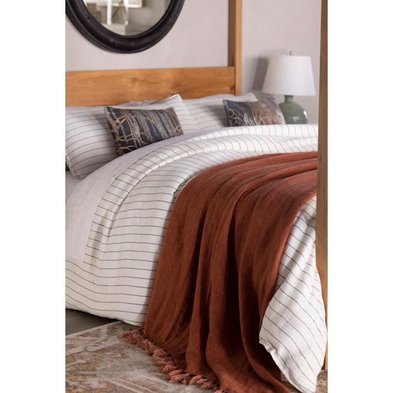 Blake Linen Duvet by Pom Pom at Home - Cream and Gray / Queen