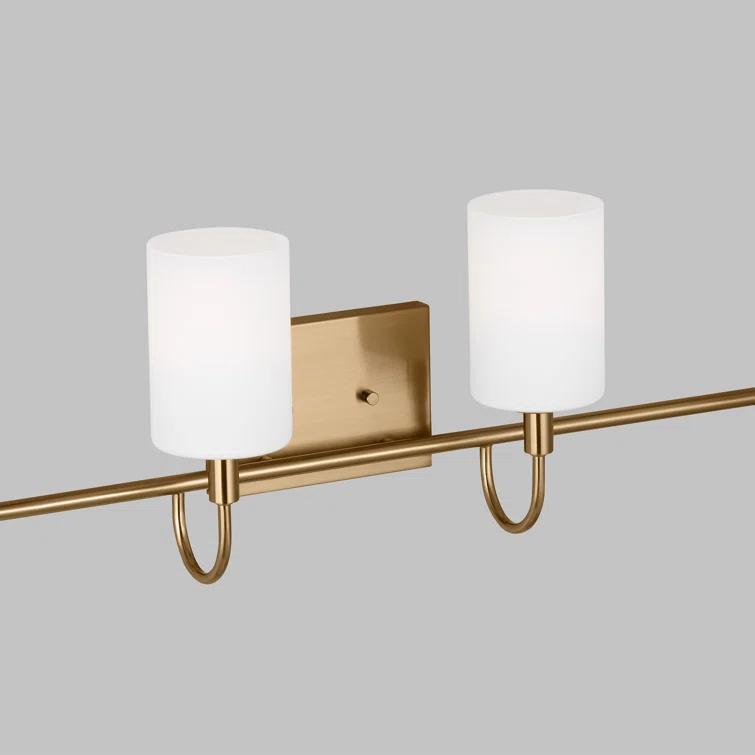 Alvin Modern Satin Brass 4-Light Vanity with Etched Glass