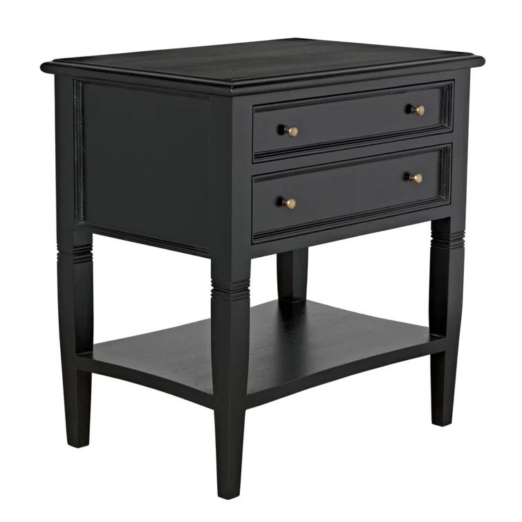 Luna 2 Drawer Nightstand - Hand Rubbed Black