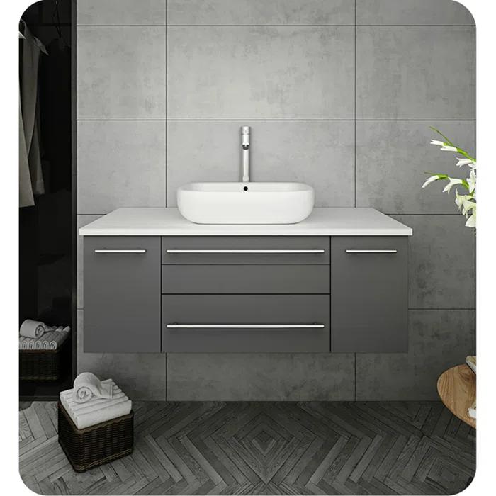 Fresca Lucera 42" Wall Mount Single Vessel Sink Bathroom Vanity Base Only (Top & Sink Not Included)
