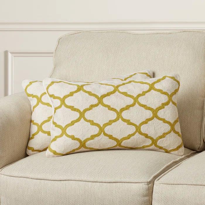 Ekstrom Embroidered Feather Reversible Throw Pillow (Set of 2)