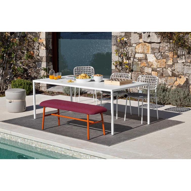Yo Outdoor Chair with Woven Seat and Metal Frame
