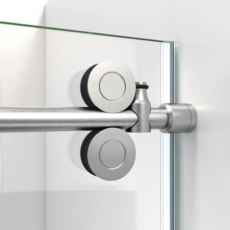 DreamLine Enigma-CXO 56-60 in. W x 76 in. H Fully Frameless Sliding Shower Door in Brushed Stainless
