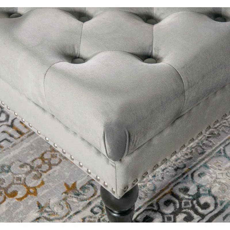 Kelly Clarkson Home Landis 35" Nailhead Trim Tufted Upholstered Ottoman