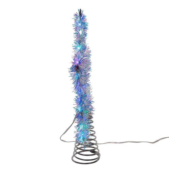 Kurt Adler 12.2-Inch Tinsel Star Tree Topper with Cool White LED Lights