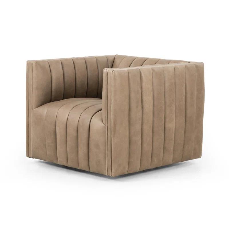 Palermo Drift Glove Leather Swivel Accent Chair in Brown
