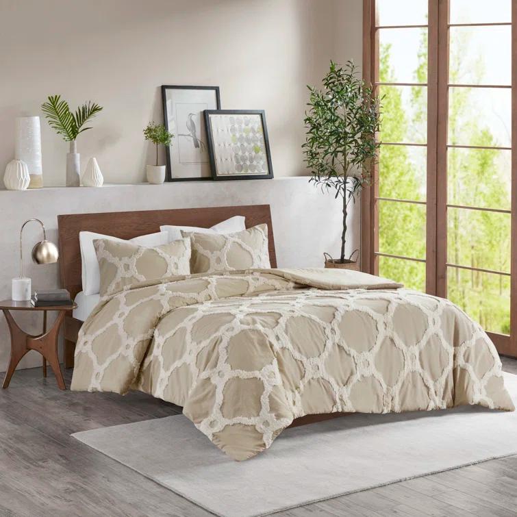 Pacey 3 Piece Tufted Cotton Chenille Comforter Set