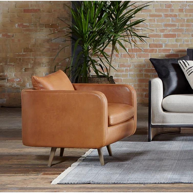 Rounded Back Leather Swivel Chair