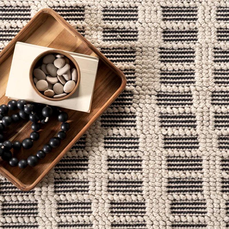 Arvin Olano x Rugs USA Parker Check Textured Ivory Area Rug