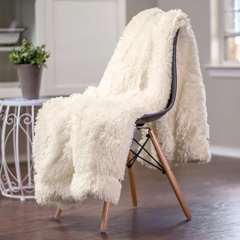 Chanasya Shaggy Shaggy Super Elegent Sherpa Long Fur Throw