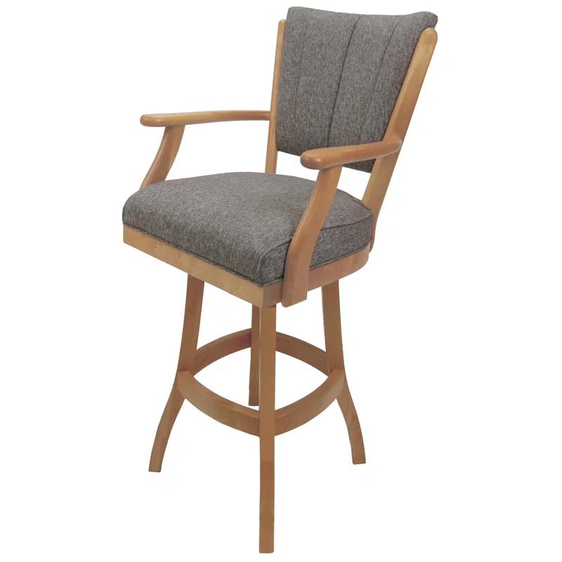 Tobias Designs Custom Wood Bar Stools Swivel Upholstered Counter Stool with Solid Wood Frame