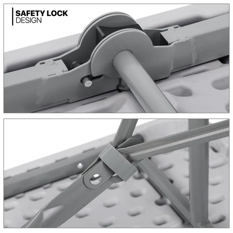 Plastic Folding Card Table, Indoor Outdoor Portable Picnic Table with Carrying Handle for Camping