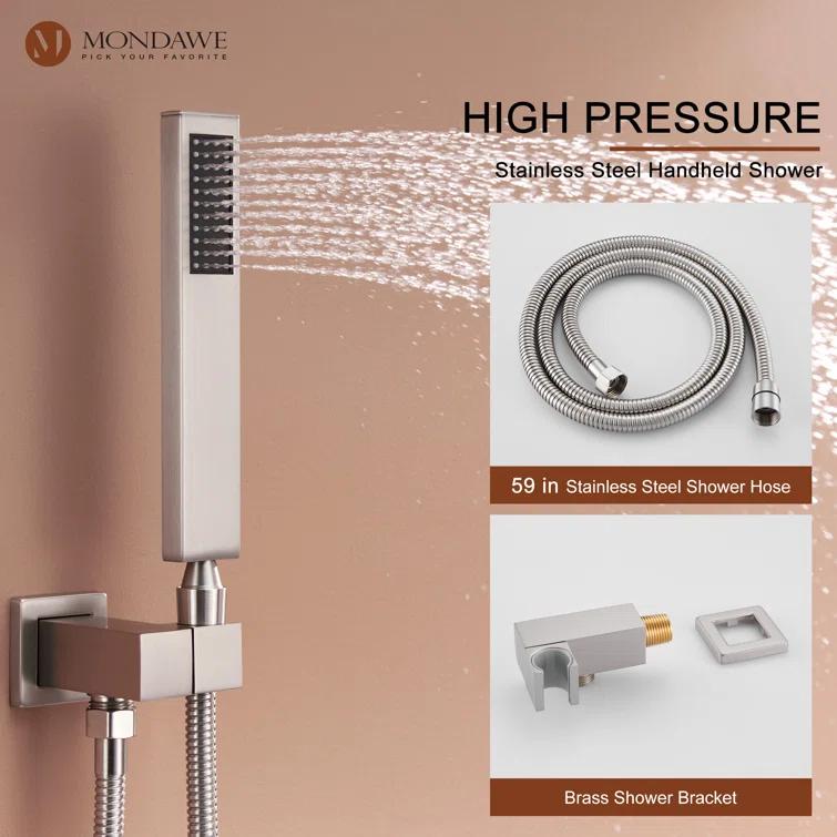 Herathena 3 Functions Wall Mounted Luxury Shower System with 6 Body Jets (Rough-in Valve Included)