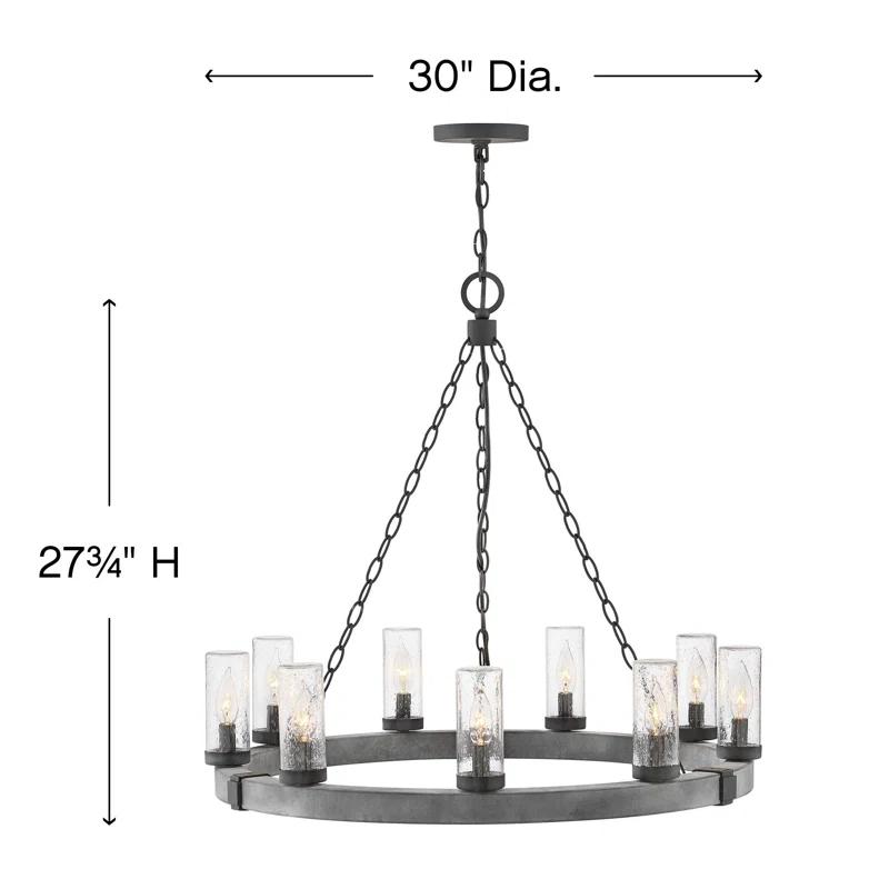 Hinkley Sawyer 30" Nine-Light 12v Outdoor Candle Chandelier - LEDs Included