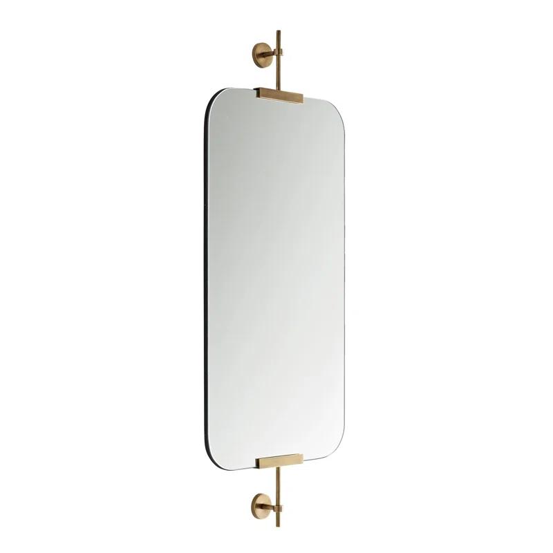Elegant Antique Brass Rectangular Wall Mirror 36"x19"