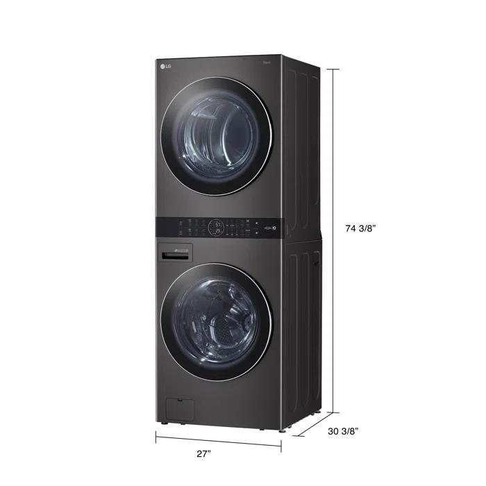 LG Single Unit Front Load WashTower with Center Control 4.5 cu. ft. Washer and 7.4 cu. ft. Gas Dryer