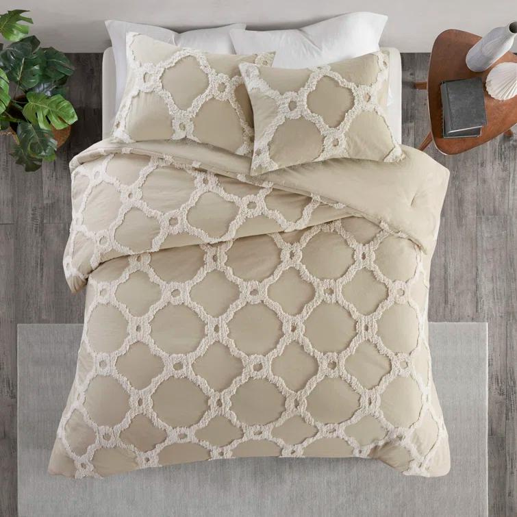 Pacey 3 Piece Tufted Cotton Chenille Comforter Set