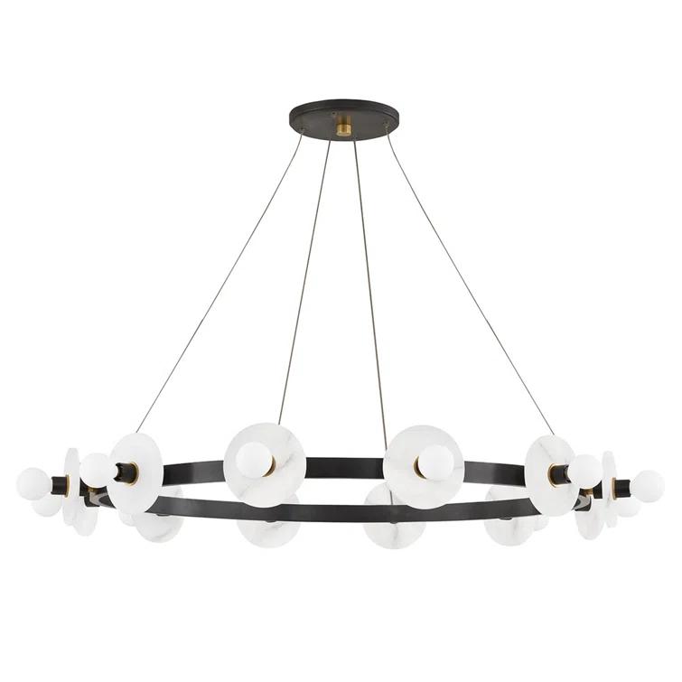 Austen Aged Old Bronze 12-Light Chandelier with Spanish Alabaster Shades