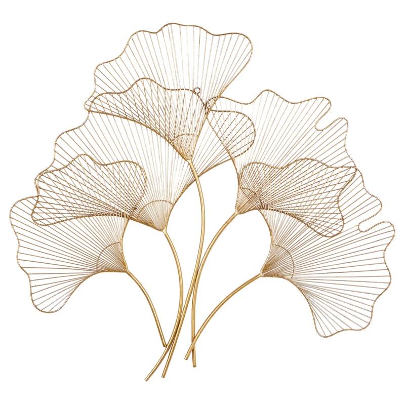 Floral Gold Metal Leaf Wall Décor, 36" X 33"