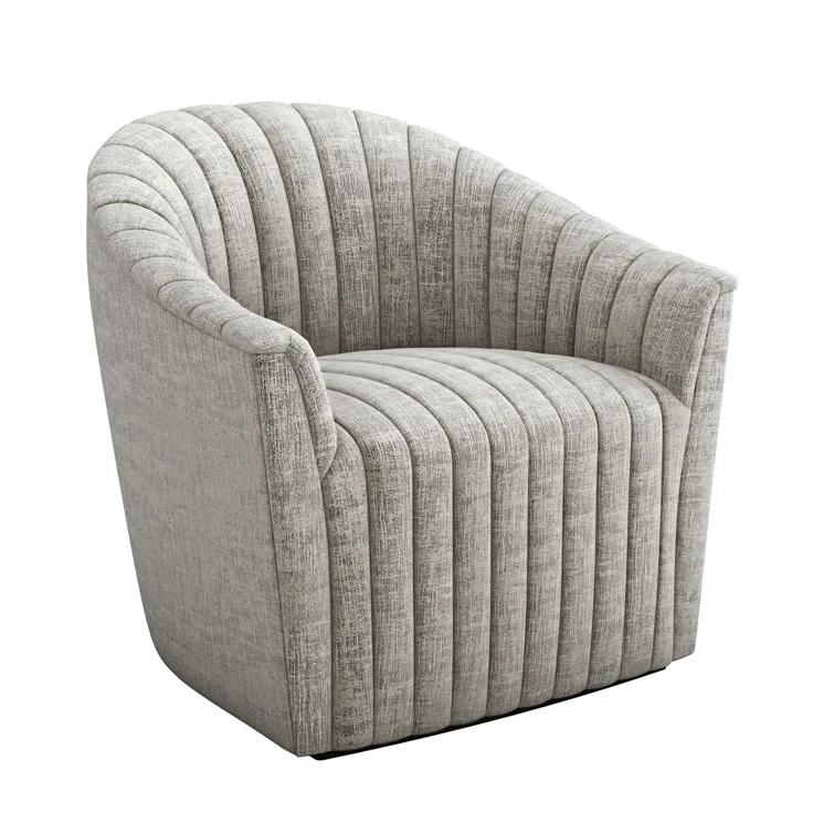 Channel Upholstered Swivel Barrel Chair