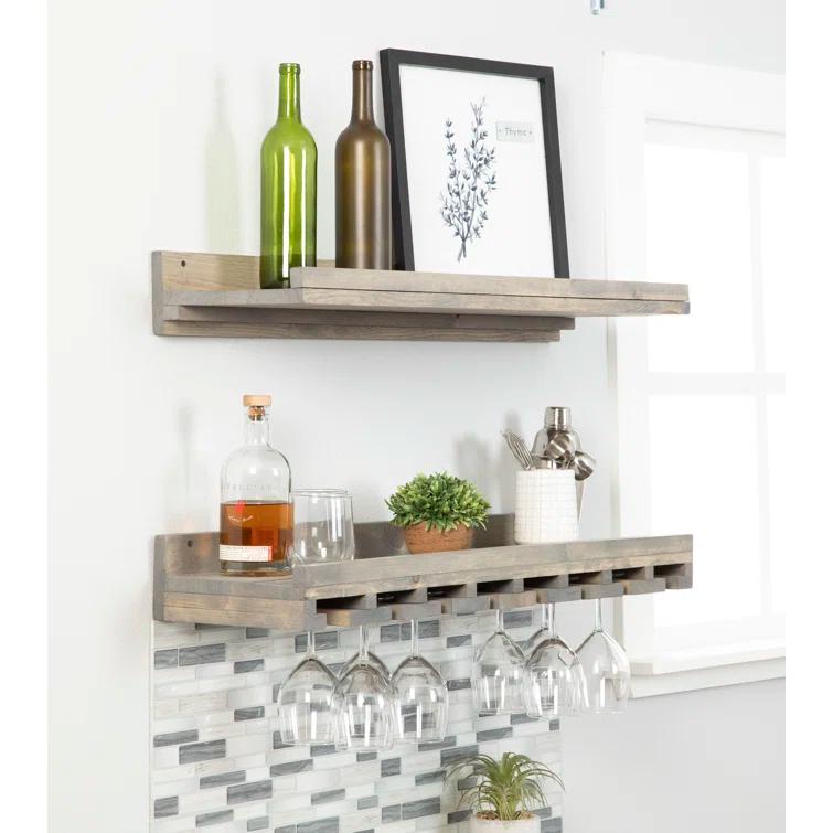 Birch Lane™ Charla Solid Wood Wall Mounted Wine Glass Rack
