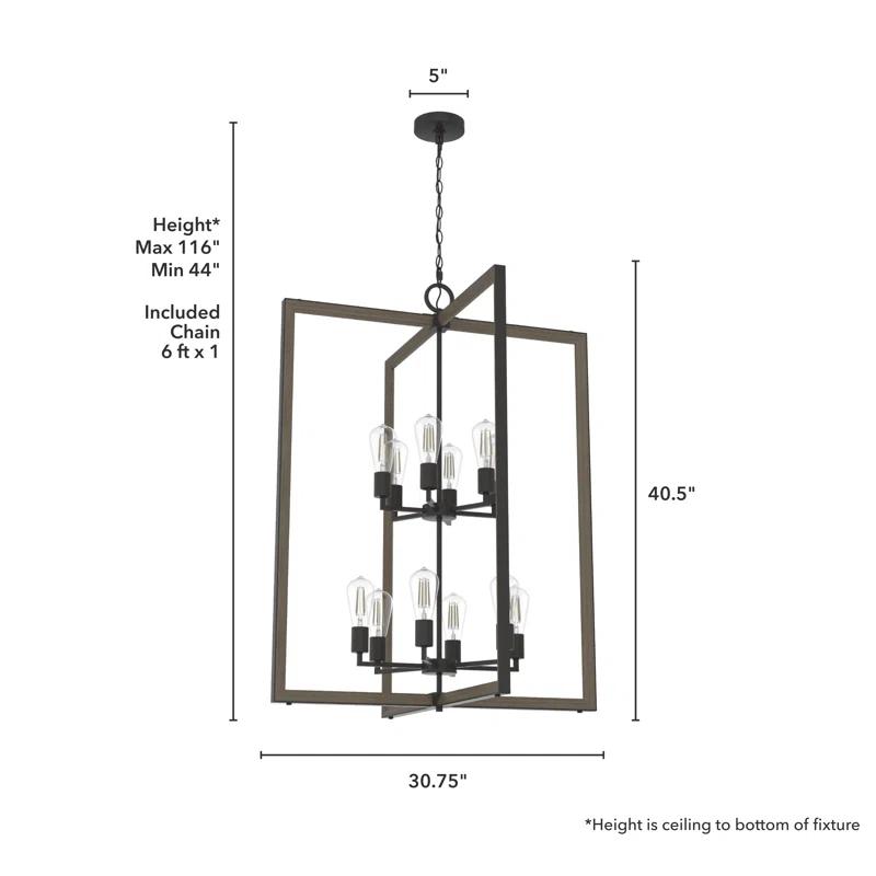 Woodburn 12 Light 30.5 Inch Foyer Pendant Ceiling Light Fixture