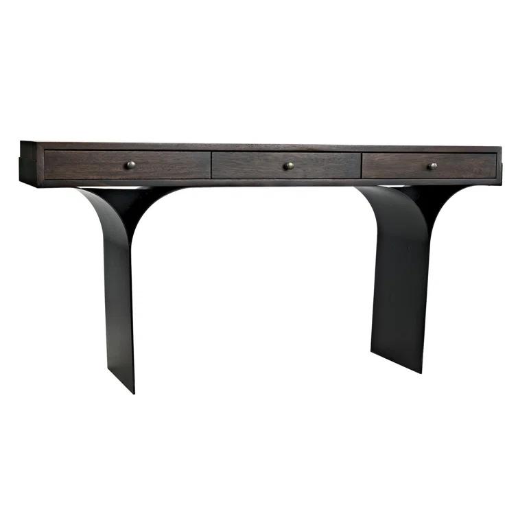 Truss Solid Wood Top Metal Base Writing Desk