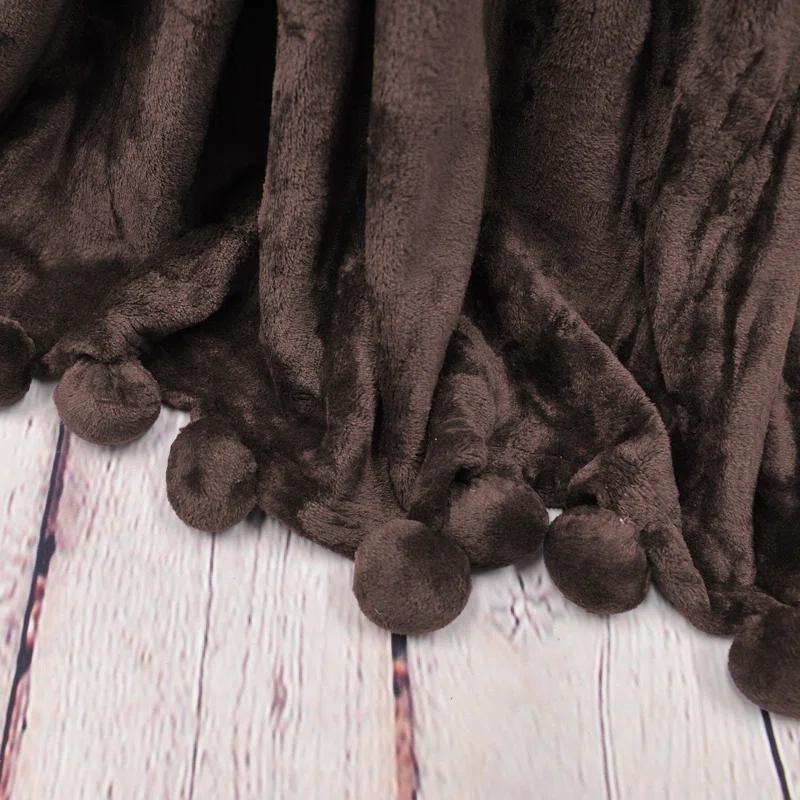 Flannel Fleece Pom Pom Blanket