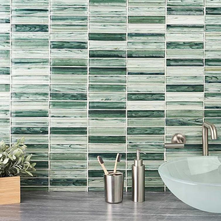 Tara Stacked 11.61" x 11.73" Molten Glass Mosaic Wall Tile (0.95 Sq. Ft. / Sheet)