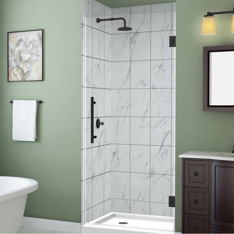 Kinkade 29.75" - 30.25" W x 72" H Frameless Hinged Shower Door