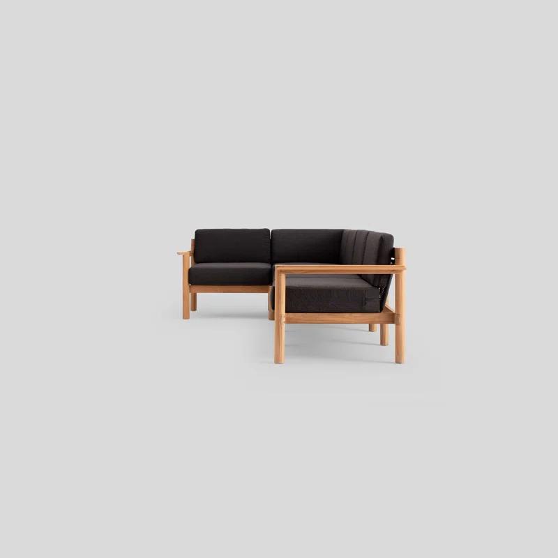 Haven 5-Piece Teak Outdoor Sectional with Sunbrella Cushions and Wooden Armrest