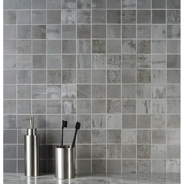 Angela Harris Alloy 2" x 2" Porcelain Metal Look Mosaic Wall & Floor Tile Tile ( 0.92 sq. ft. / box )