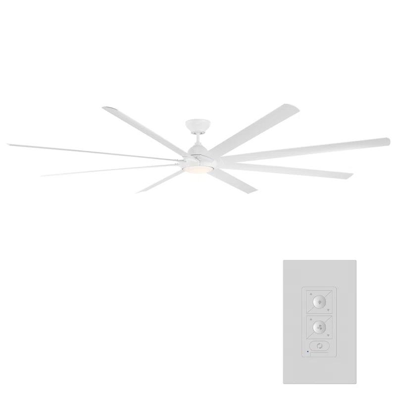 Hydra 8 - Blade Outdoor LED Smart Standard Ceiling Fan with Wall Control and Light Kit Included, Works With Alexa and iOS or Android App