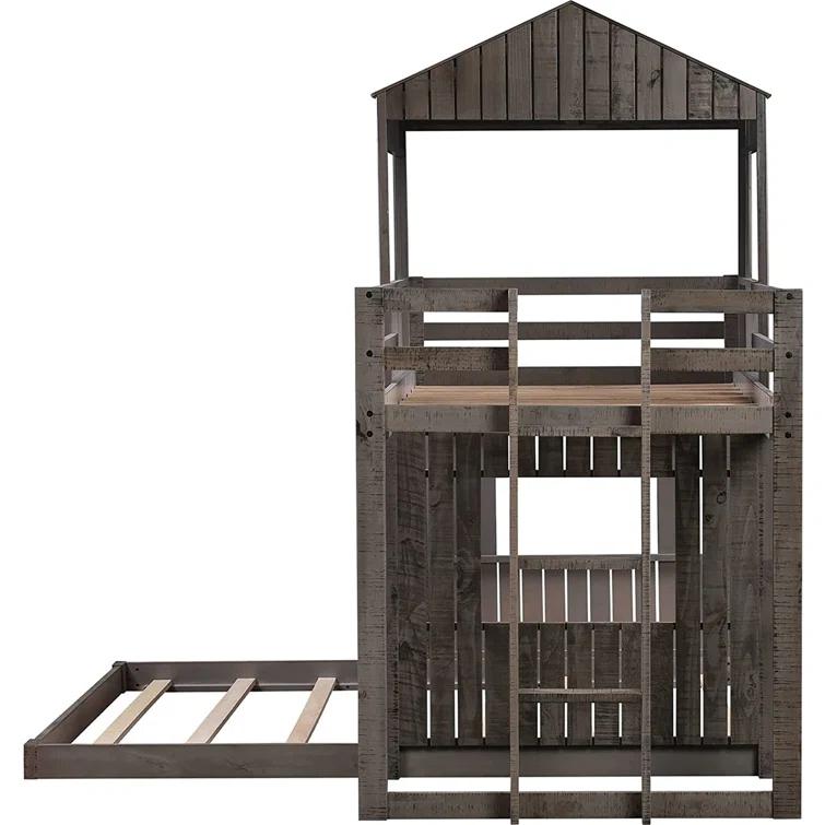 DONCO Twin over Full Campsite Loft BUNKBED Rustic Dirty Grey